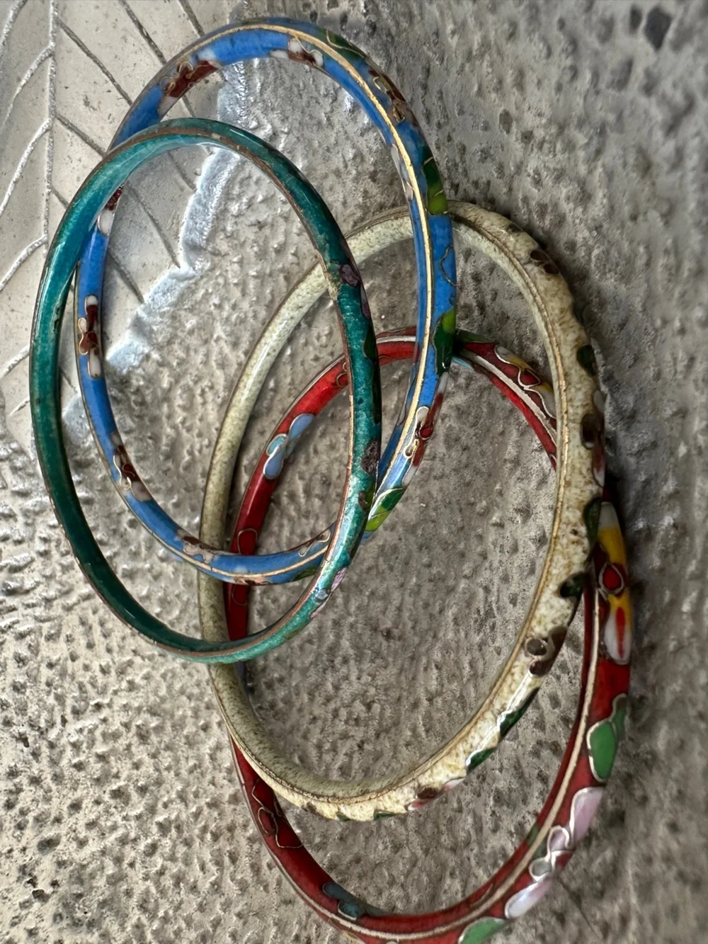 Enamel Multi-Color Cloisonné Bangle Set - Women Jewelry